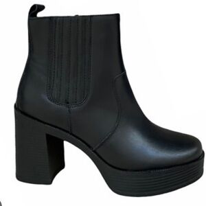 HOUSE OF HARLOW 1960 Hawthorne Ankle Boots Black Leather Chunky Heel SZ 8.5 NEW